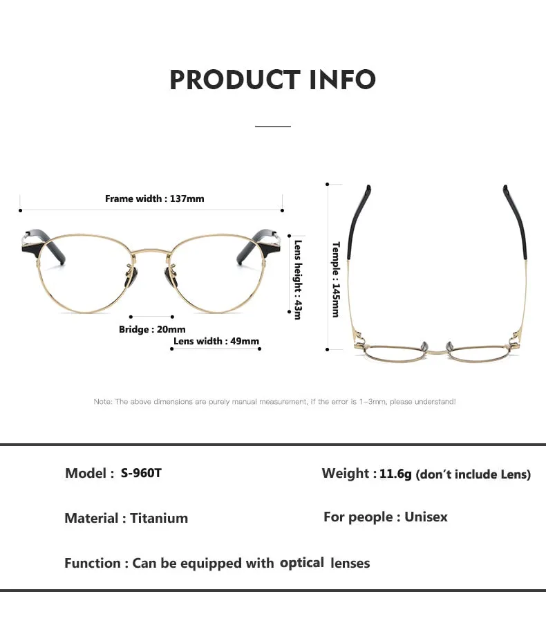Oveliness Unisex Full Rim Round Titanium Eyeglasses 960