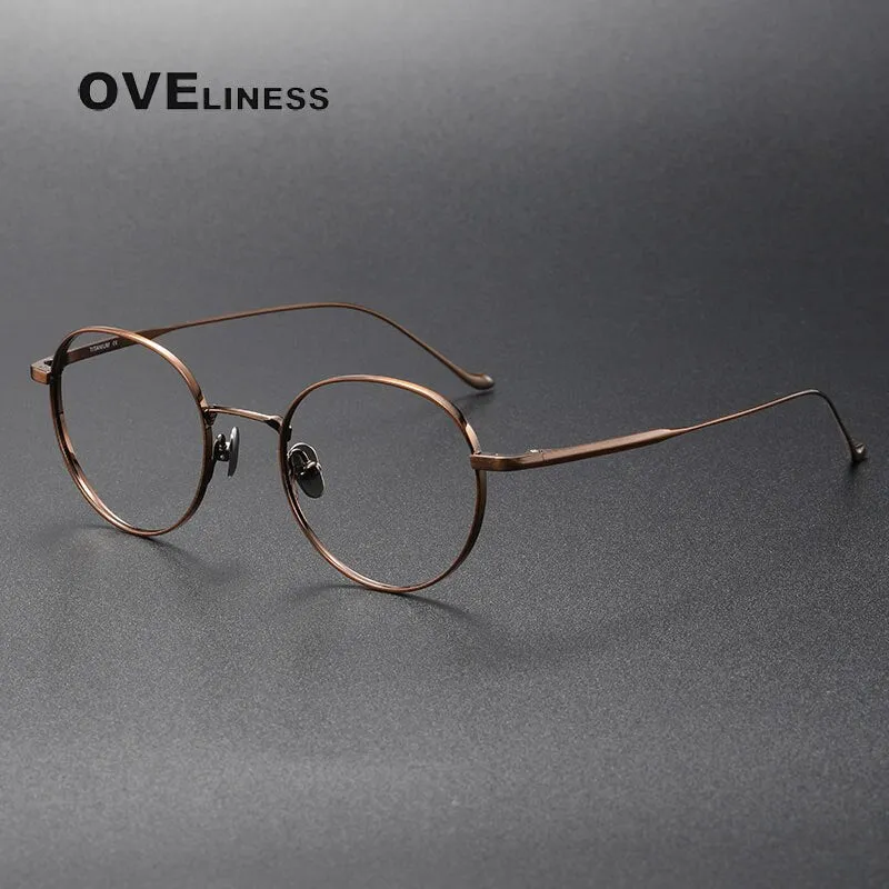 Oveliness Unisex Full Rim Round Titanium Eyeglasses Chordc