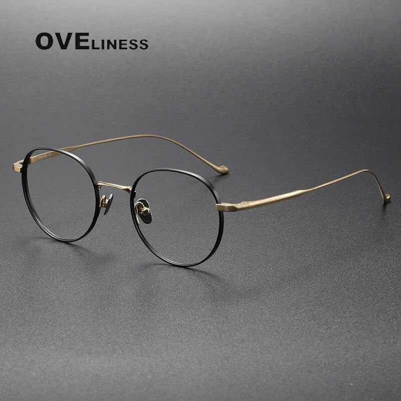 Oveliness Unisex Full Rim Round Titanium Eyeglasses Chordc