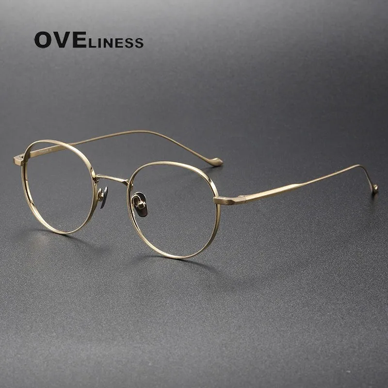 Oveliness Unisex Full Rim Round Titanium Eyeglasses Chordc