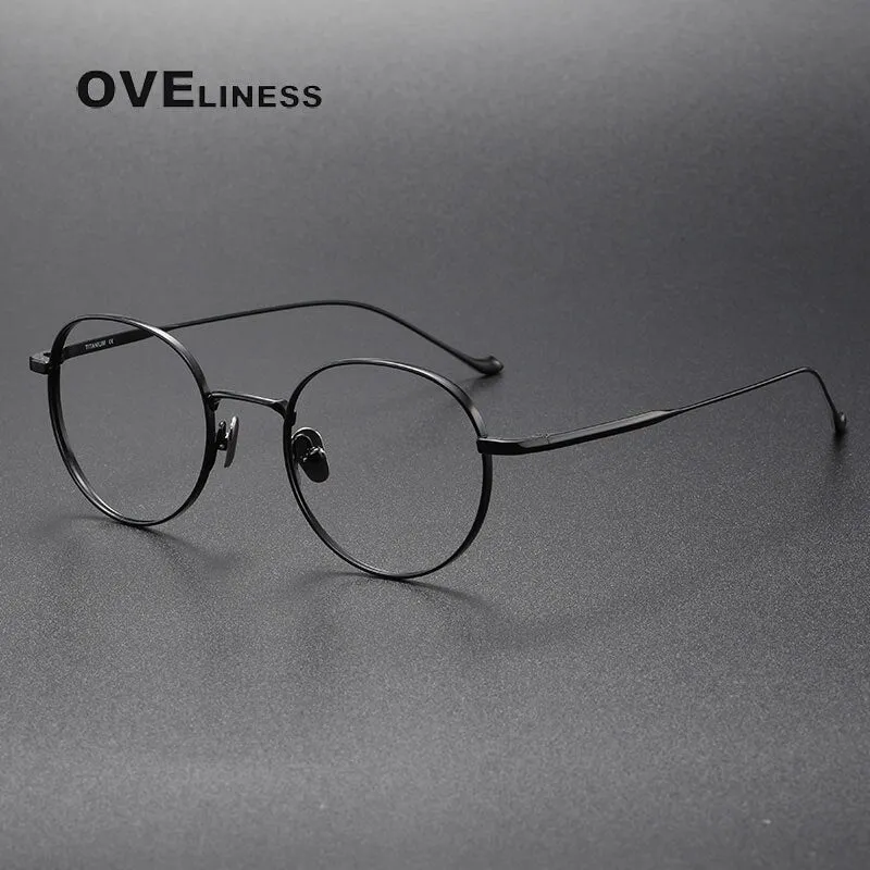 Oveliness Unisex Full Rim Round Titanium Eyeglasses Chordc