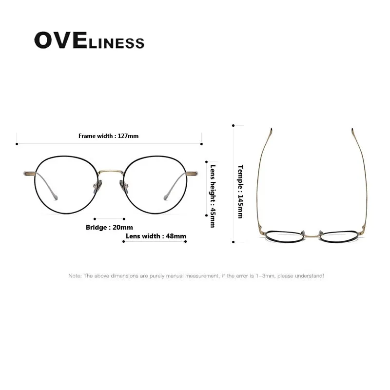 Oveliness Unisex Full Rim Round Titanium Eyeglasses Chordc