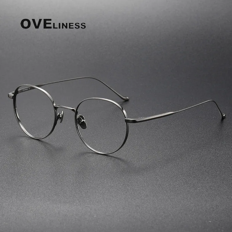 Oveliness Unisex Full Rim Round Titanium Eyeglasses Chordc