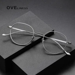 Oveliness Unisex Full Rim Round Titanium Eyeglasses Chordc