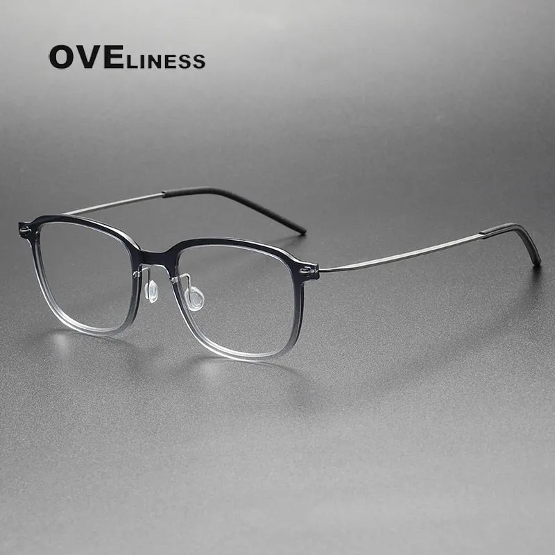 Oveliness Unisex Full Rim Square Acetate Titanium Eyeglasses 6510
