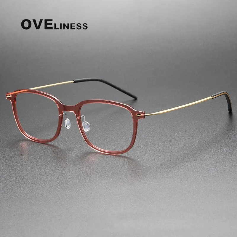 Oveliness Unisex Full Rim Square Acetate Titanium Eyeglasses 6510
