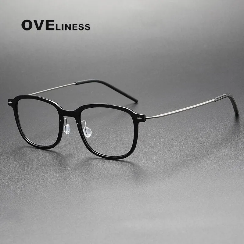 Oveliness Unisex Full Rim Square Acetate Titanium Eyeglasses 6510