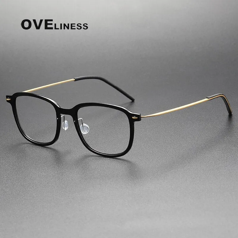 Oveliness Unisex Full Rim Square Acetate Titanium Eyeglasses 6510