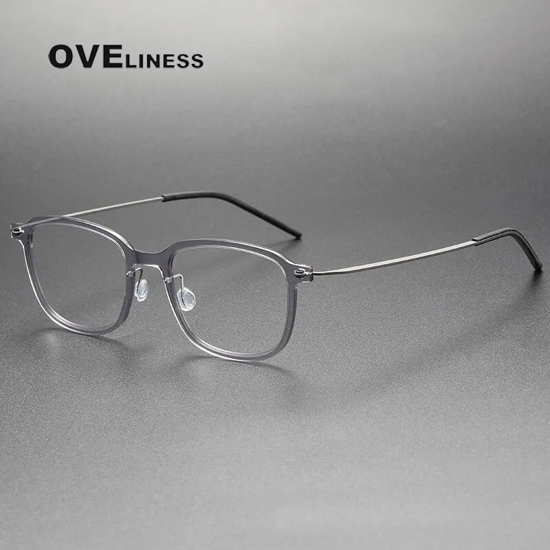 Oveliness Unisex Full Rim Square Acetate Titanium Eyeglasses 6510