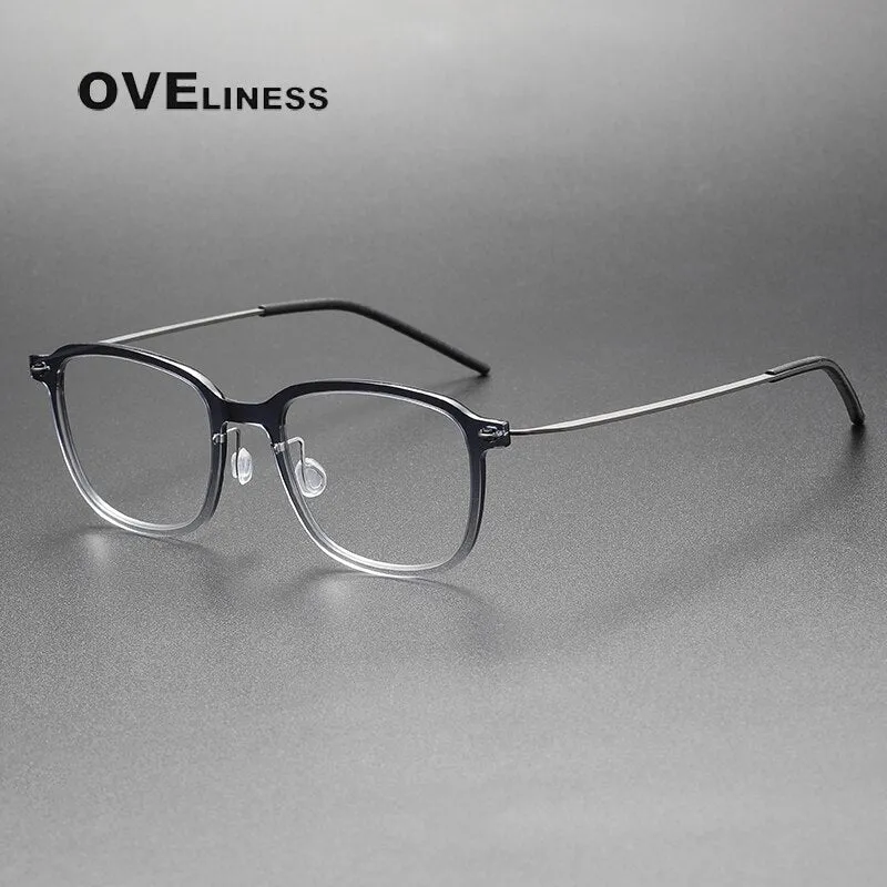Oveliness Unisex Full Rim Square Acetate Titanium Eyeglasses 6510