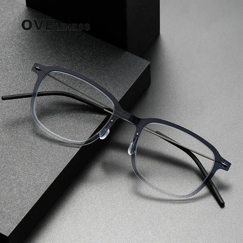 Oveliness Unisex Full Rim Square Acetate Titanium Eyeglasses 6510