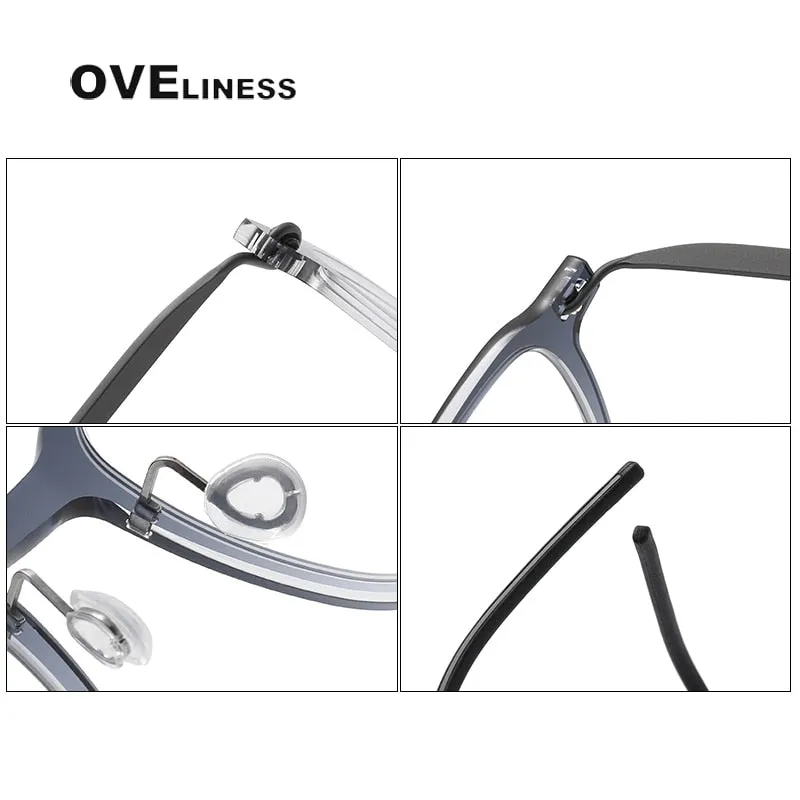 Oveliness Unisex Full Rim Square Acetate Titanium Eyeglasses 6510