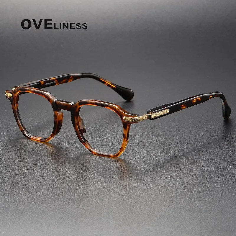 Oveliness Unisex Full Rim Square Acetate Titanium Eyeglasses 80855