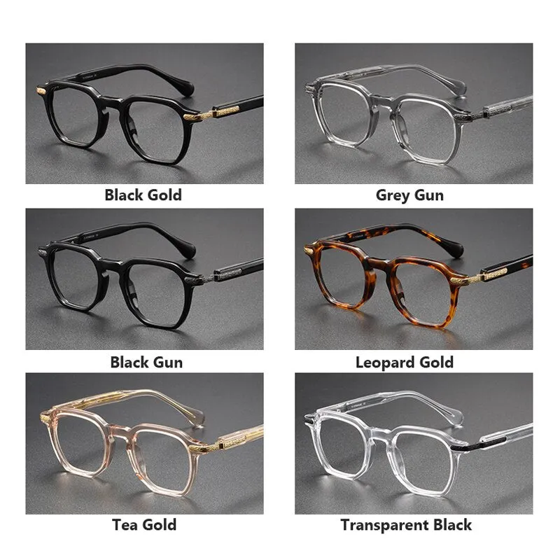 Oveliness Unisex Full Rim Square Acetate Titanium Eyeglasses 80855
