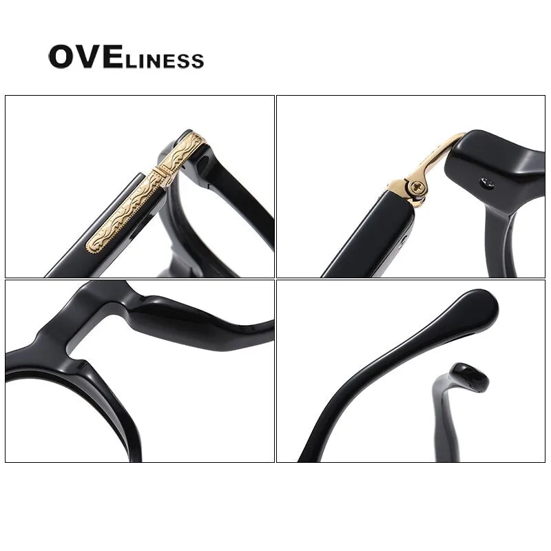 Oveliness Unisex Full Rim Square Acetate Titanium Eyeglasses 80855