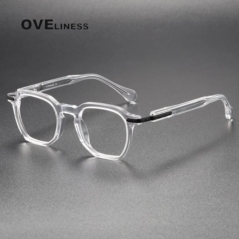 Oveliness Unisex Full Rim Square Acetate Titanium Eyeglasses 80855