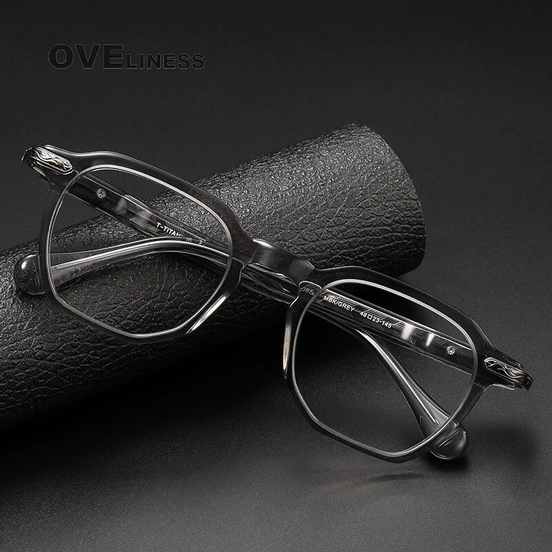 Oveliness Unisex Full Rim Square Acetate Titanium Eyeglasses 80855