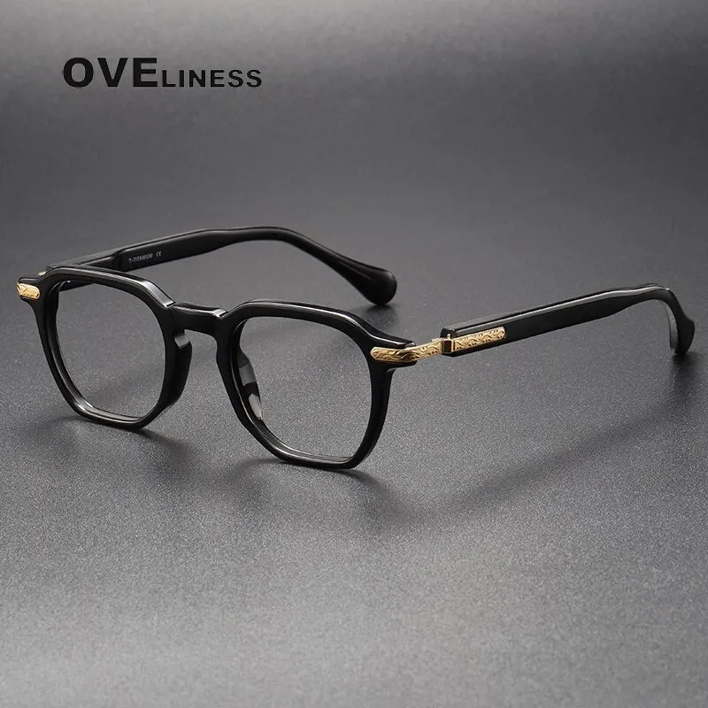 Oveliness Unisex Full Rim Square Acetate Titanium Eyeglasses 80855
