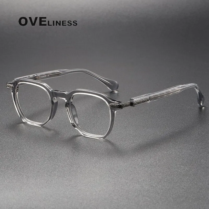 Oveliness Unisex Full Rim Square Acetate Titanium Eyeglasses 80855