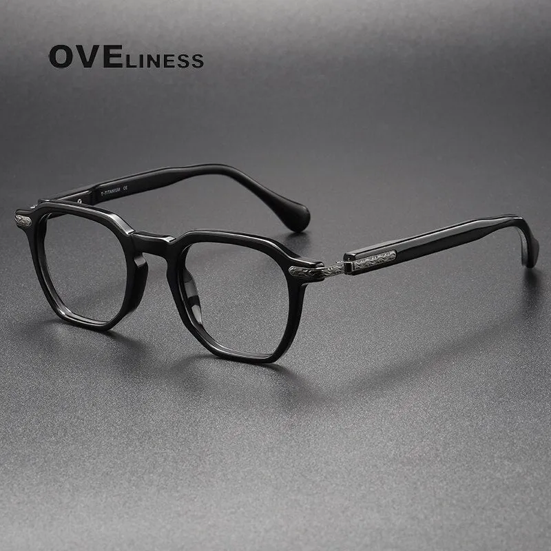 Oveliness Unisex Full Rim Square Acetate Titanium Eyeglasses 80855