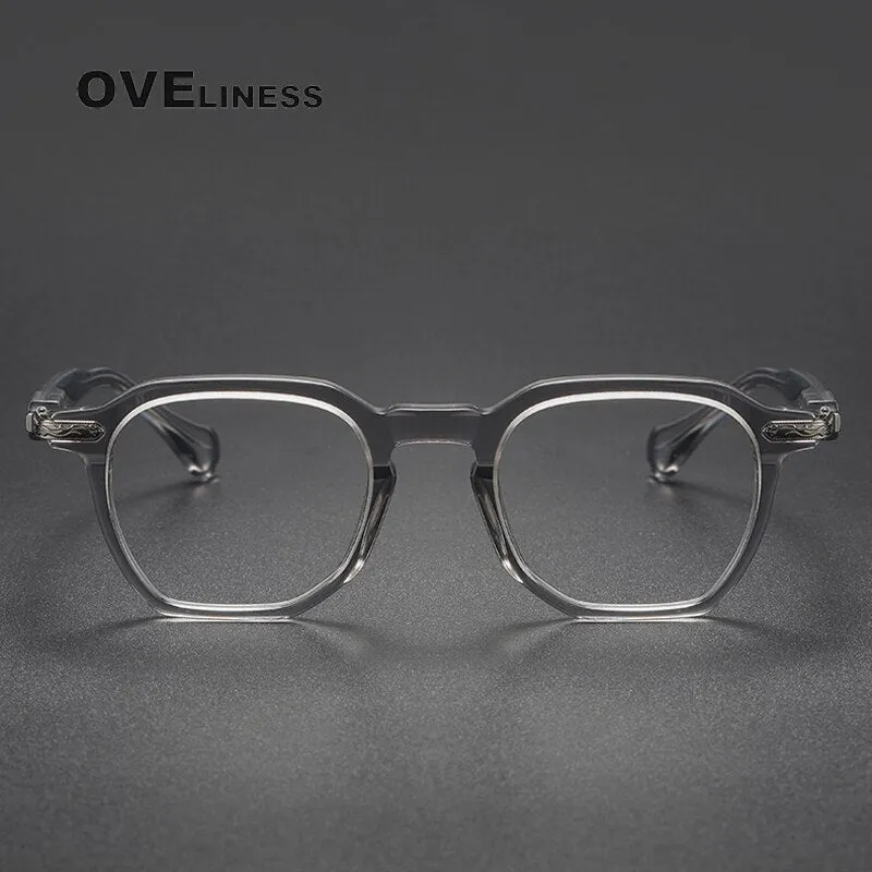 Oveliness Unisex Full Rim Square Acetate Titanium Eyeglasses 80855