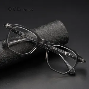 Oveliness Unisex Full Rim Square Acetate Titanium Eyeglasses 80855