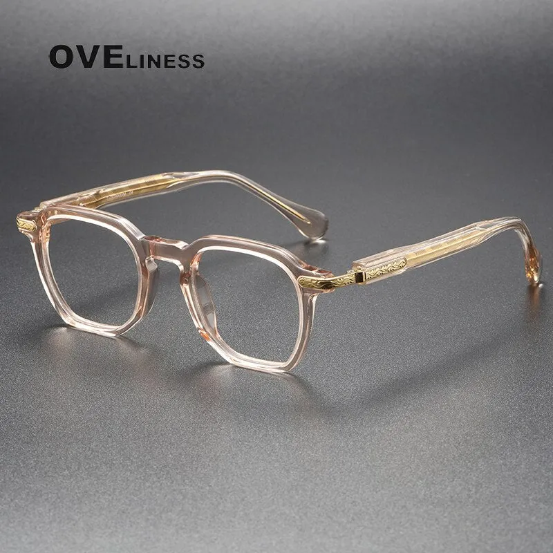 Oveliness Unisex Full Rim Square Acetate Titanium Eyeglasses 80855