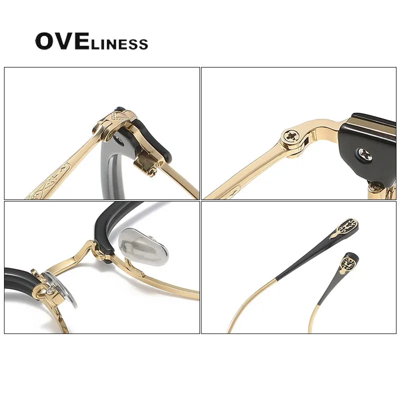 Oveliness Unisex Full Rim Square Acetate Titanium Eyeglasses 80900