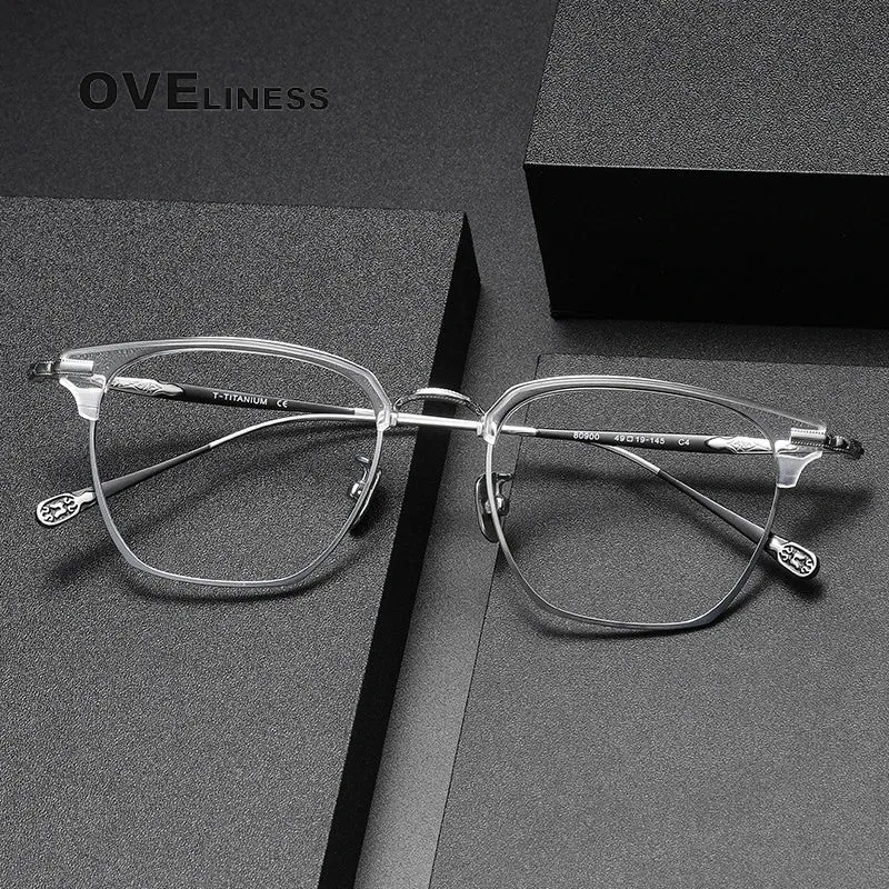Oveliness Unisex Full Rim Square Acetate Titanium Eyeglasses 80900