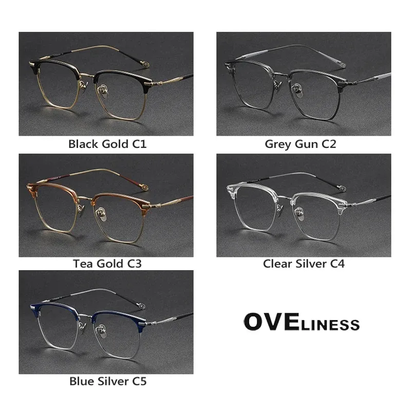 Oveliness Unisex Full Rim Square Acetate Titanium Eyeglasses 80900