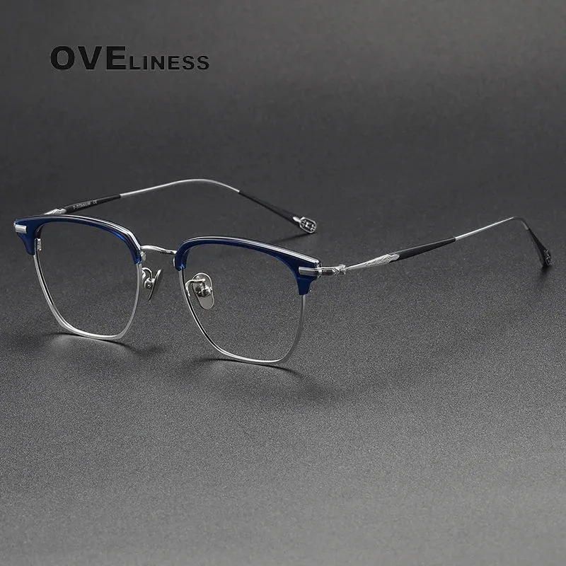 Oveliness Unisex Full Rim Square Acetate Titanium Eyeglasses 80900