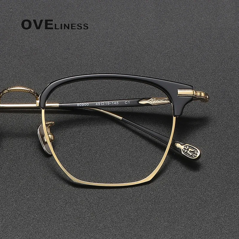 Oveliness Unisex Full Rim Square Acetate Titanium Eyeglasses 80900