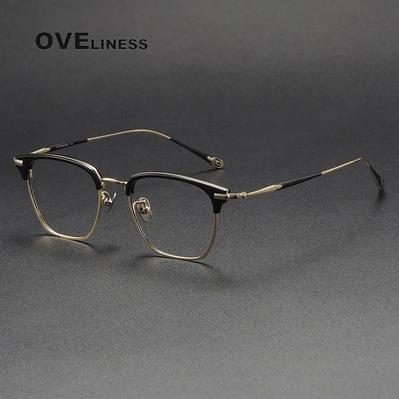Oveliness Unisex Full Rim Square Acetate Titanium Eyeglasses 80900