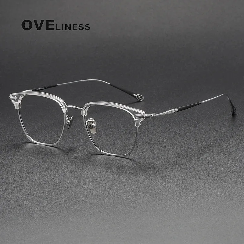 Oveliness Unisex Full Rim Square Acetate Titanium Eyeglasses 80900