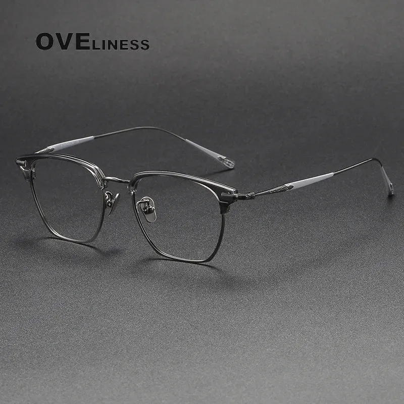Oveliness Unisex Full Rim Square Acetate Titanium Eyeglasses 80900