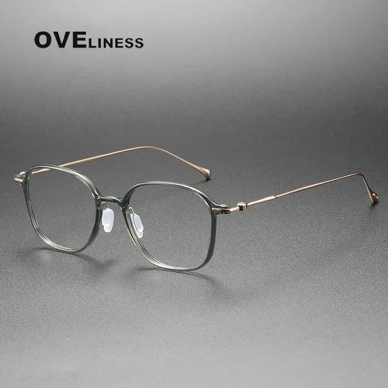 Oveliness Unisex Full Rim Square Acetate Titanium Eyeglasses 8641
