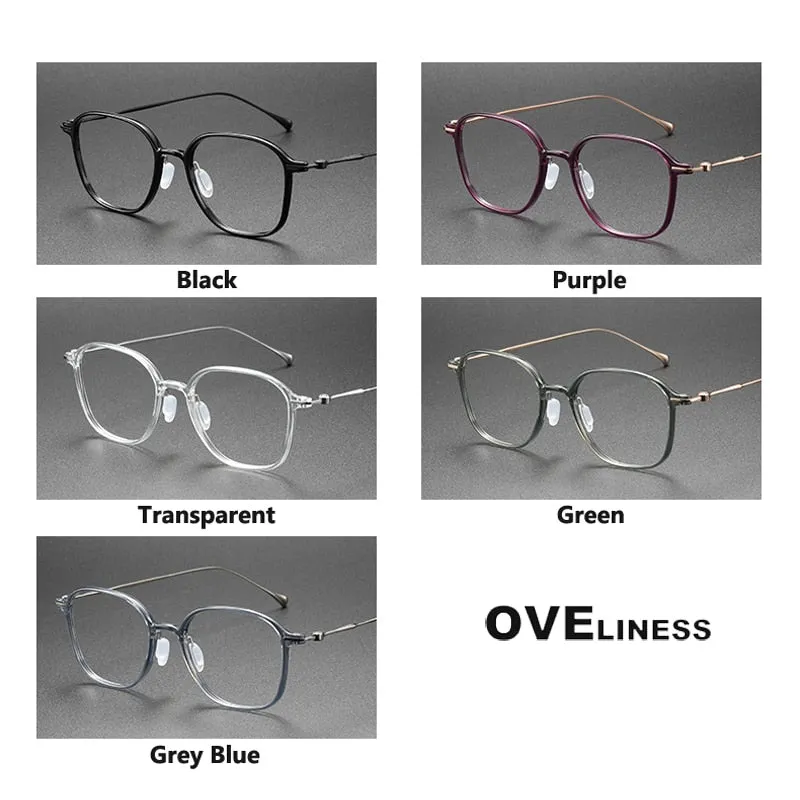 Oveliness Unisex Full Rim Square Acetate Titanium Eyeglasses 8641