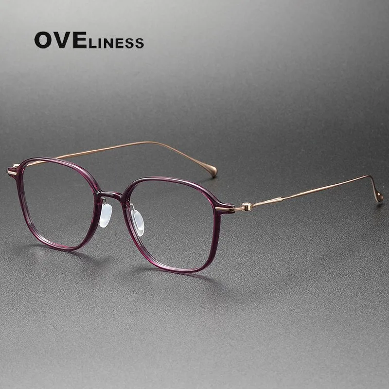 Oveliness Unisex Full Rim Square Acetate Titanium Eyeglasses 8641