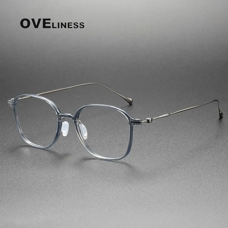 Oveliness Unisex Full Rim Square Acetate Titanium Eyeglasses 8641