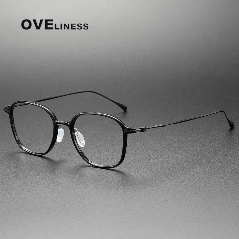 Oveliness Unisex Full Rim Square Acetate Titanium Eyeglasses 8641