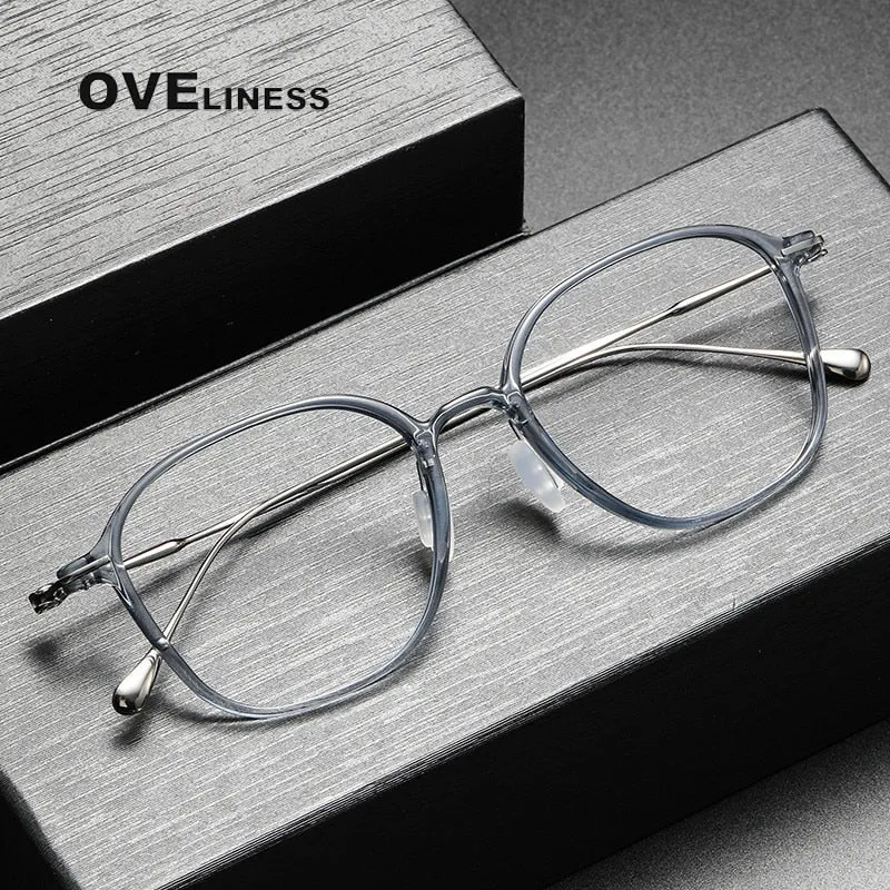Oveliness Unisex Full Rim Square Acetate Titanium Eyeglasses 8641