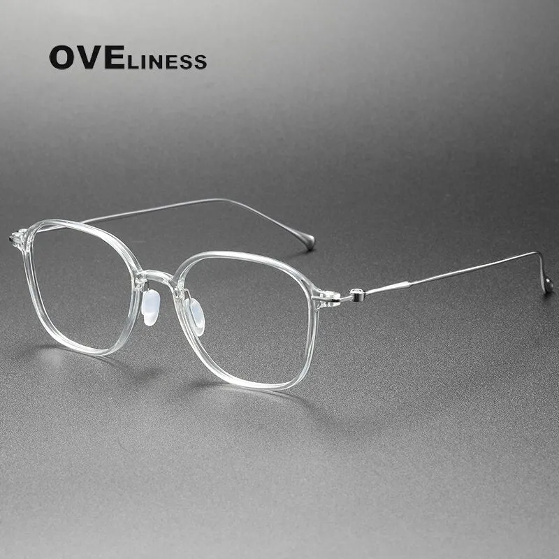 Oveliness Unisex Full Rim Square Acetate Titanium Eyeglasses 8641