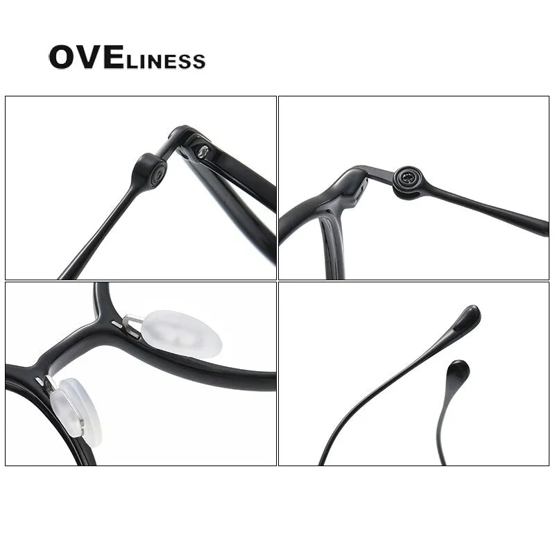 Oveliness Unisex Full Rim Square Acetate Titanium Eyeglasses 8641