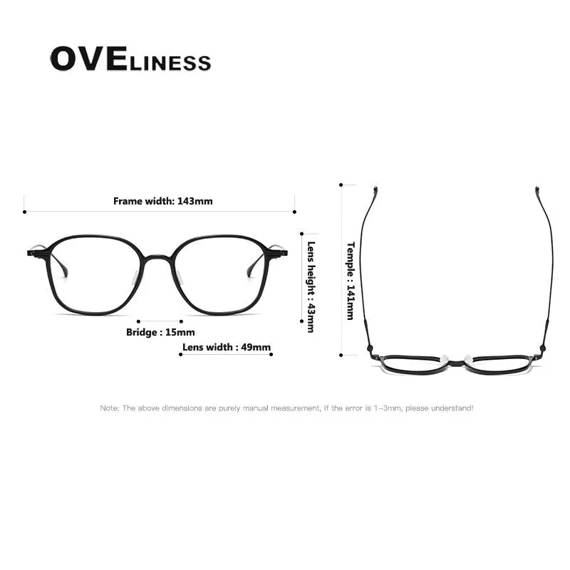 Oveliness Unisex Full Rim Square Acetate Titanium Eyeglasses 8641
