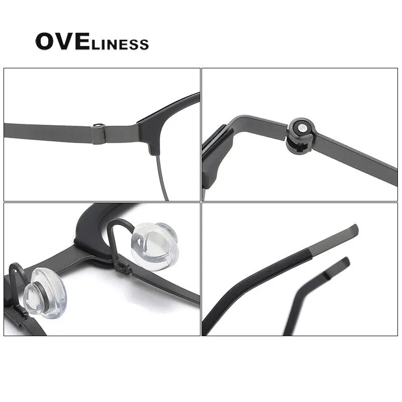 Oveliness Unisex Full Rim Square Screwless Acetate Titanium Eyeglasses 9835