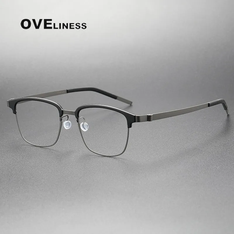 Oveliness Unisex Full Rim Square Screwless Acetate Titanium Eyeglasses 9835