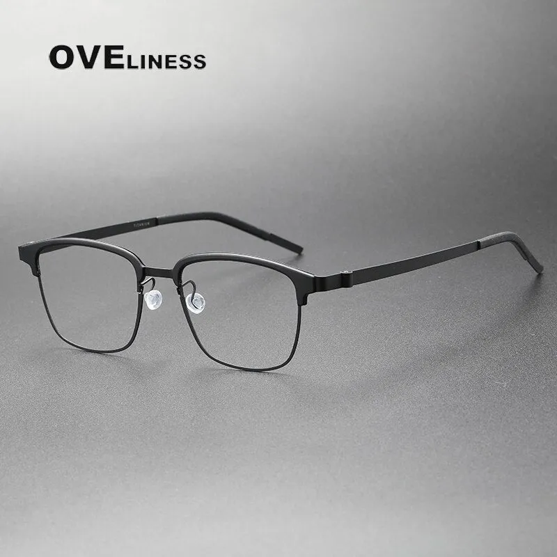 Oveliness Unisex Full Rim Square Screwless Acetate Titanium Eyeglasses 9835