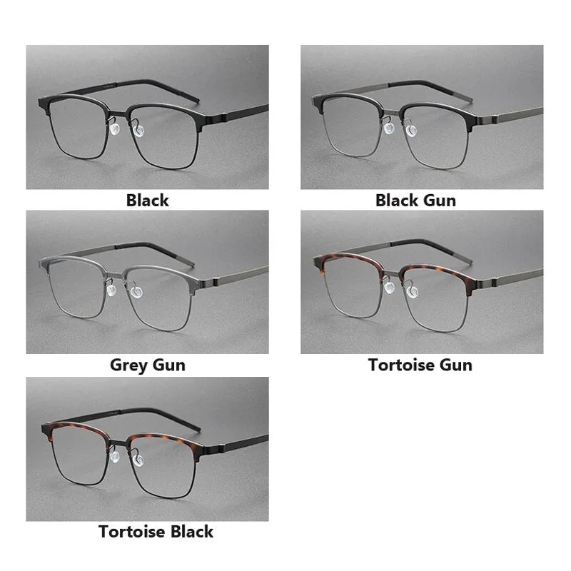 Oveliness Unisex Full Rim Square Screwless Acetate Titanium Eyeglasses 9835