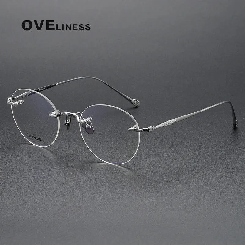 Oveliness Unisex Rimless Round Titanium Eyeglasses 80955
