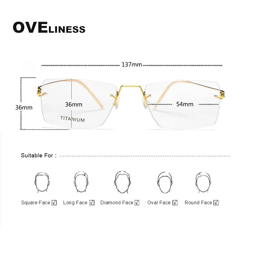 Oveliness Unisex Rimless Square Screwless Titanium Eyeglasses R02